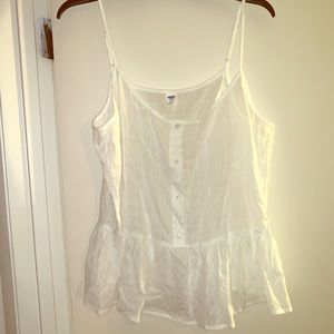 White Large Spaghetti Strap Tank